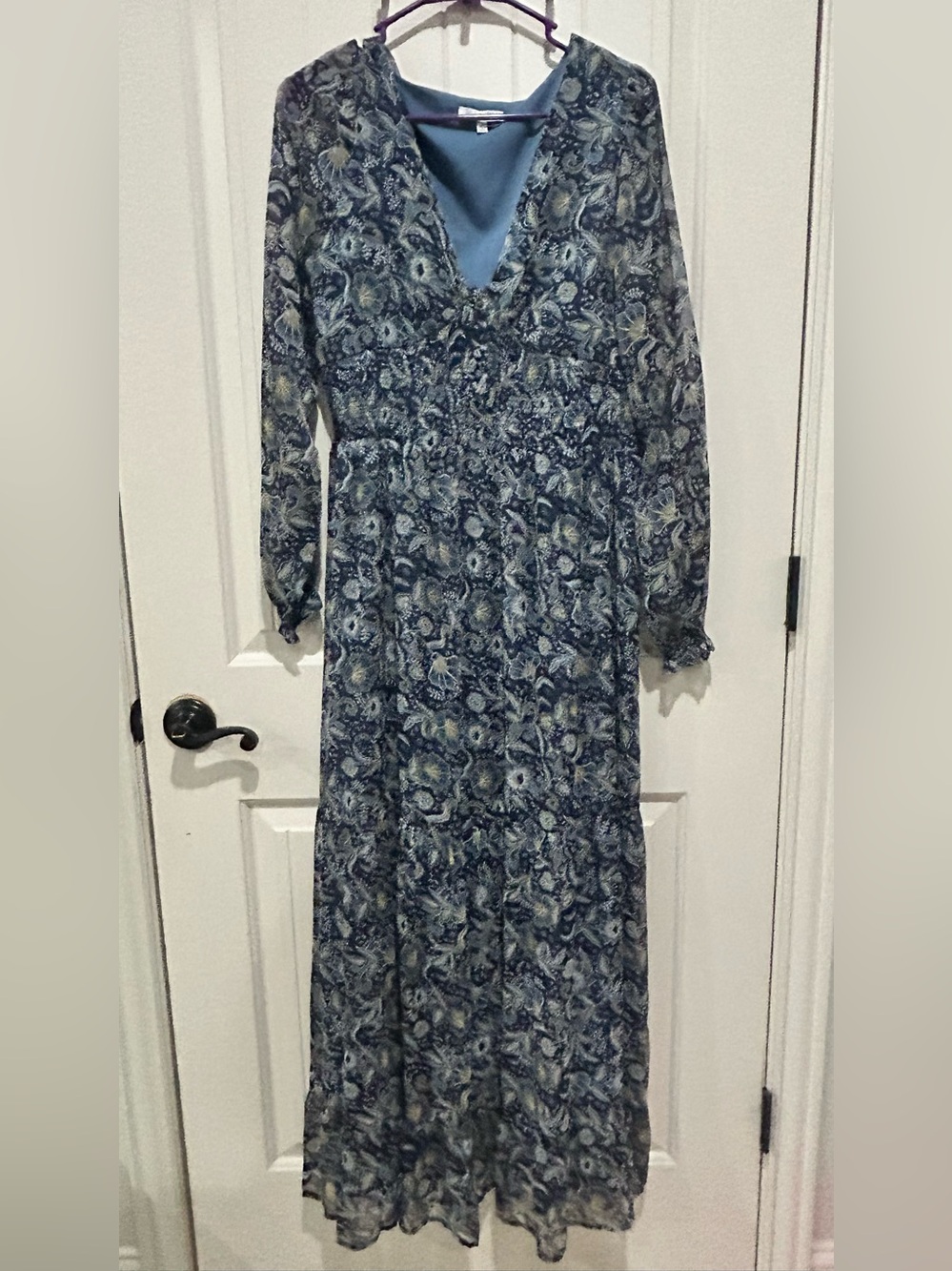 Patrons of Peace Blue Paisley Long Sleeve Maxi Dress